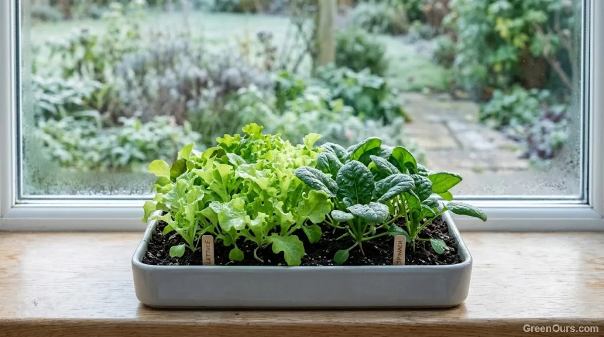 Thermostat probe clipped into a seed tray sitting on a heat mat