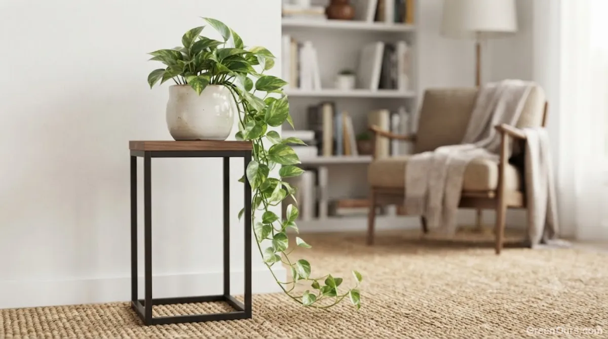 Staggered multi-tier plant stand with plants set at offset heights
