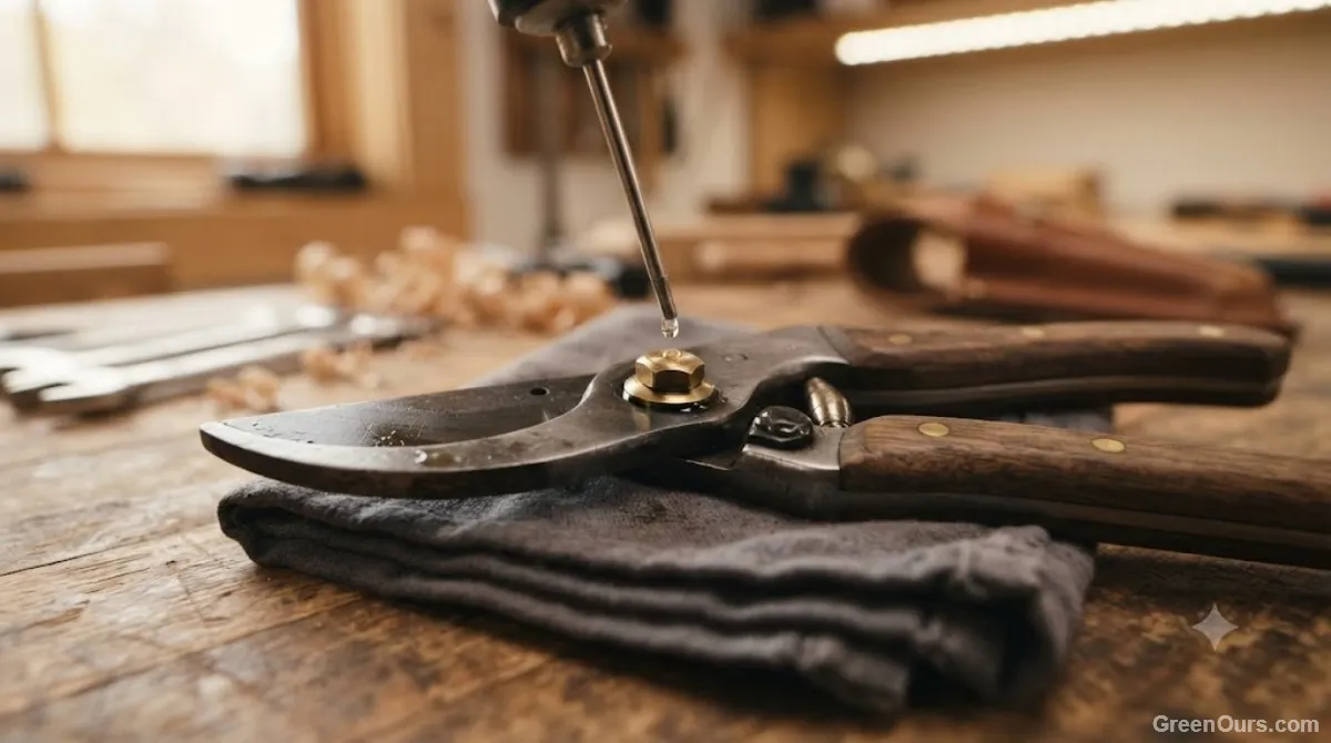 Applying a drop of oil to a shear pivot bolt with a cloth
