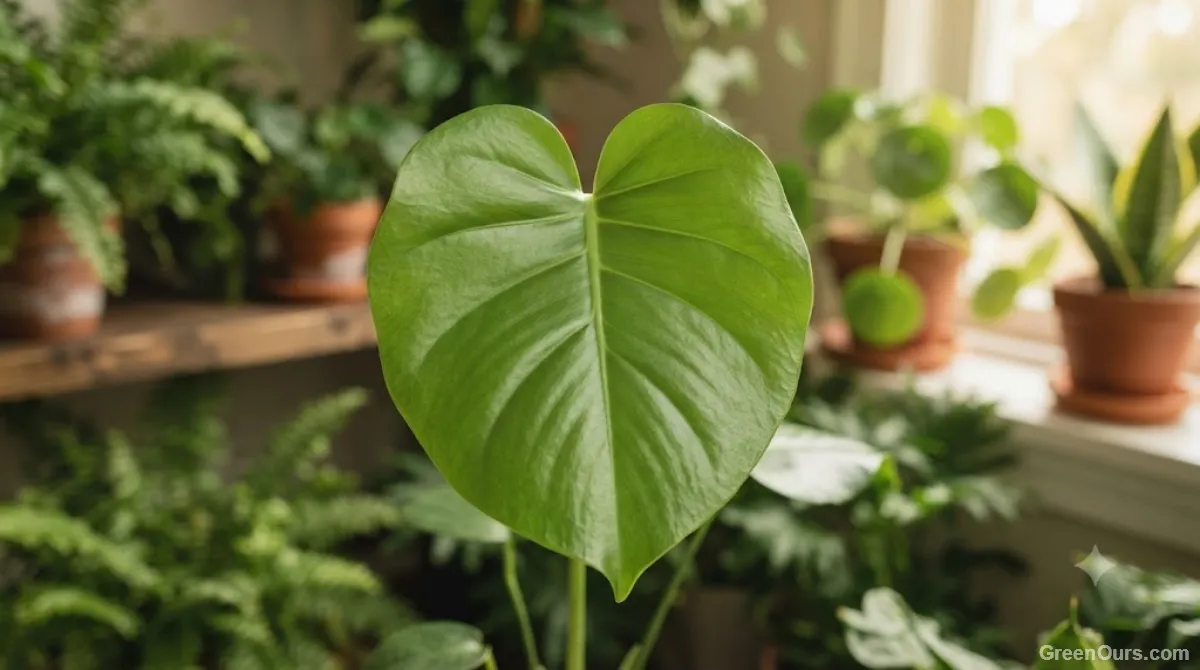 Clean, glossy plant leaf free of black residue in natural light