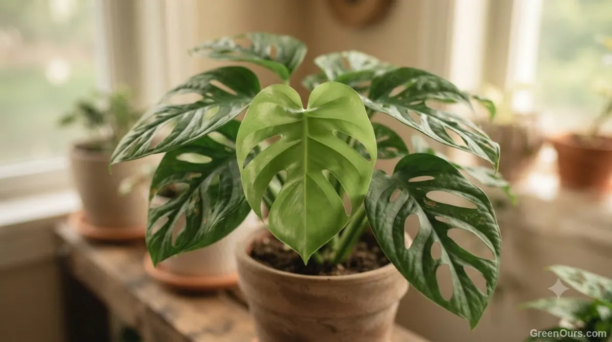 Clean, unmarked new leaf growth on a recovering houseplant