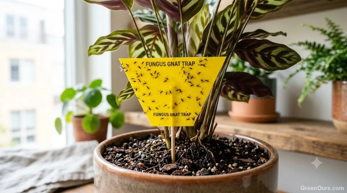 Repotting a houseplant into a fresh mix with visible perlite for better drainage