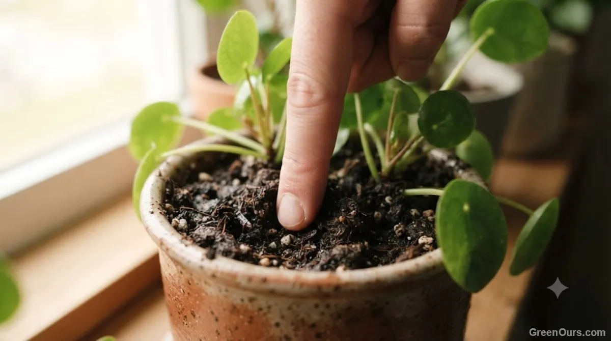 New growth emerging on a healthy pothos plant in a bright room