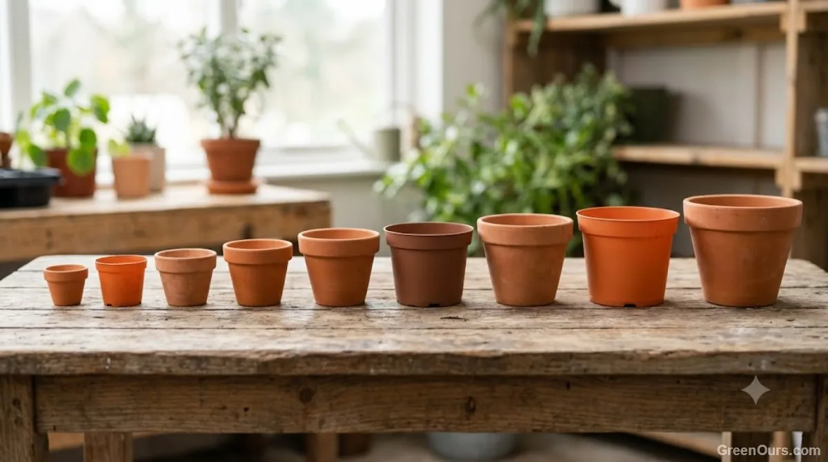 Houseplant being moved from a smaller pot into a slightly larger one during repotting
