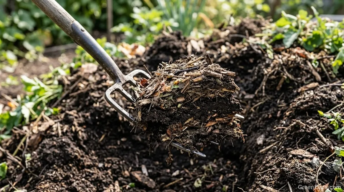 Small countertop compost container beside a stored bag of dry browns