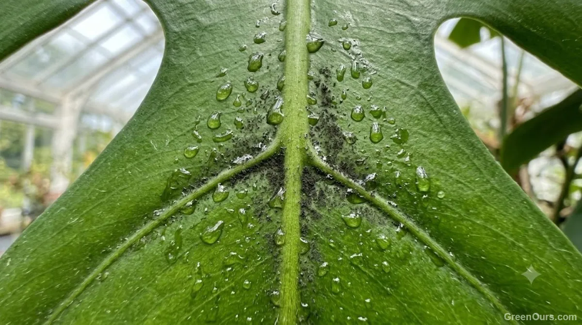 Spray bottle of insecticidal soap being applied to a leaf underside