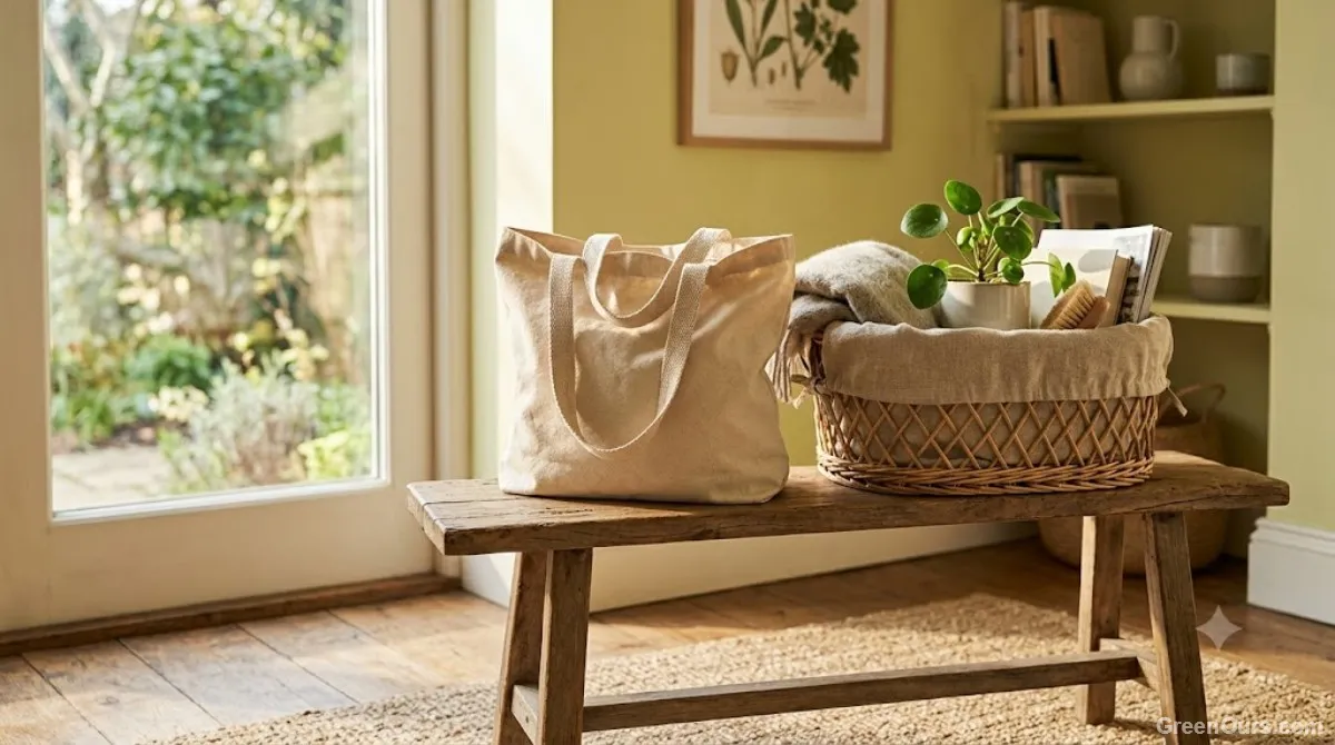 A lived-in home corner with reusable items in everyday use
