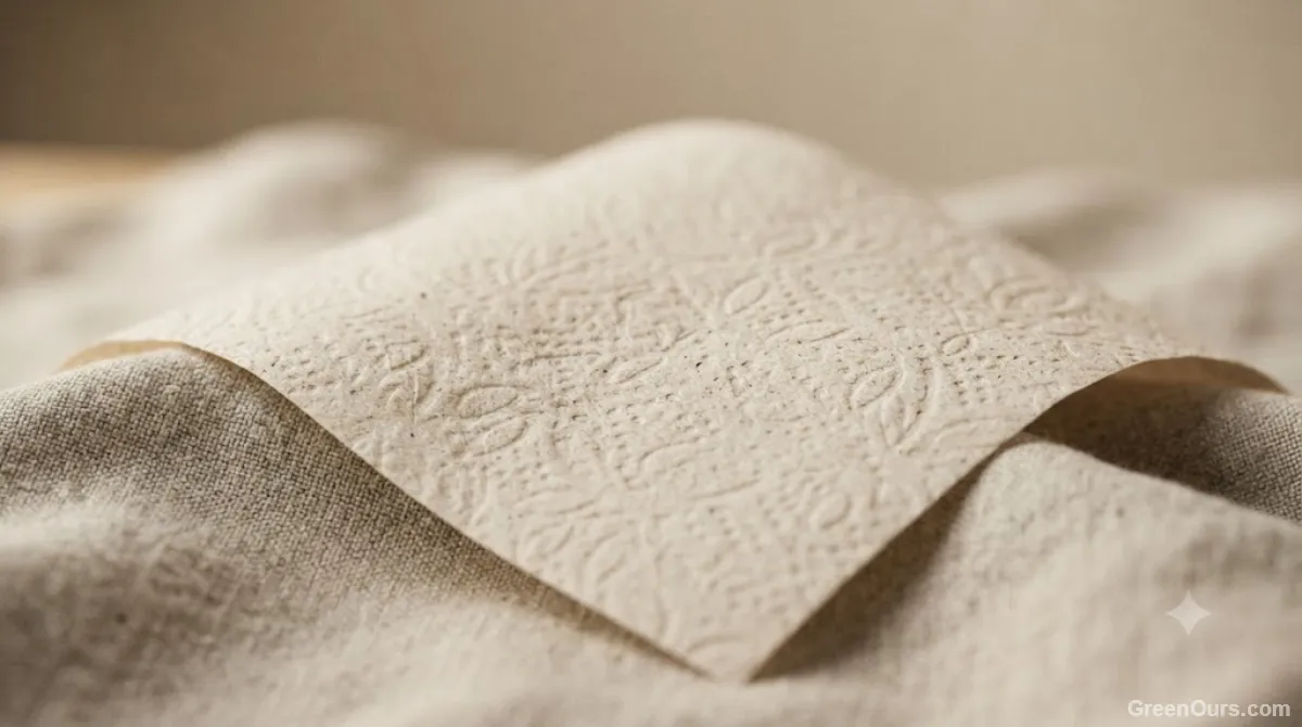 Close-up of fingers gently testing the texture of a toilet paper sheet