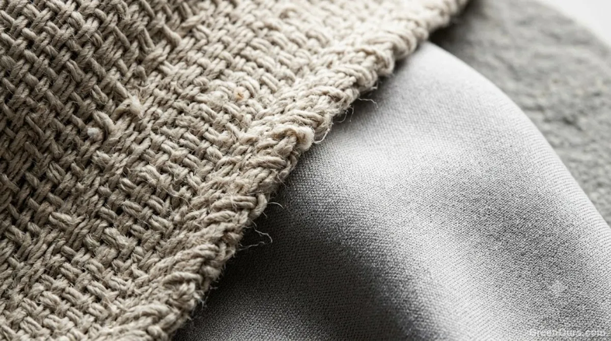 Close-up texture comparison of woven cotton fibers against synthetic microfiber strands