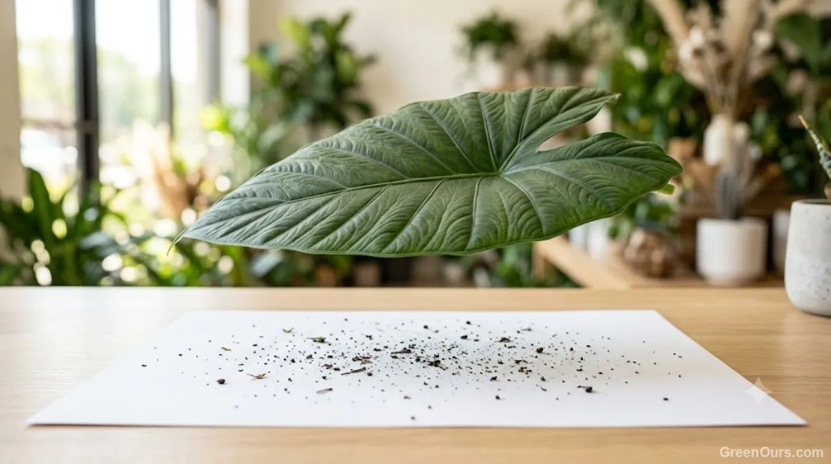 Small humidifier running near a group of houseplants to raise ambient humidity