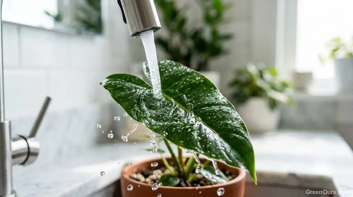 Healthy houseplant with clean, undamaged leaves after spider mite treatment