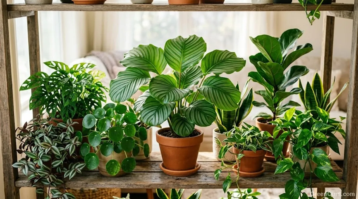Healthy pest-free houseplant returned to a collection of thriving plants
