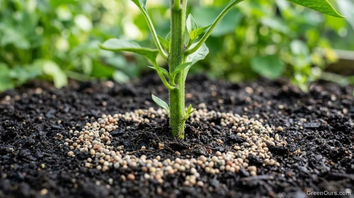Healthy pepper plant with vigorous new growth and small flower buds forming
